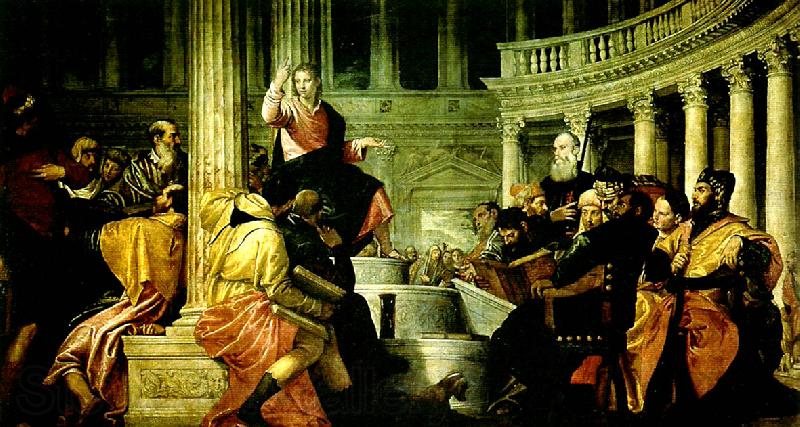 Paolo  Veronese christ preaching in the temple Spain oil painting art